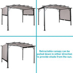 Sunnydaze Decor 9 X 12 FT Outdoor Arched Pergola With Retractable Canopy Gray