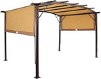 Sunnydaze Decor 9x12 Ft Outdoor Pergola With Retractable Canopy Tan