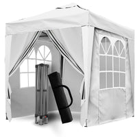 SANHENG Pop-Up-Pavillon, Pop-Up-Zelt mit Gewichten, vollständig wasserdicht, Allwetter-Pavillon, ideal für Outdoor, Party, Camping, 2 x 2 m, Weiß