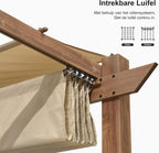 PURPLE LEAF Wood Look Aluminium Pergola 3 x 4m Sliding Roof Gazebo Beige