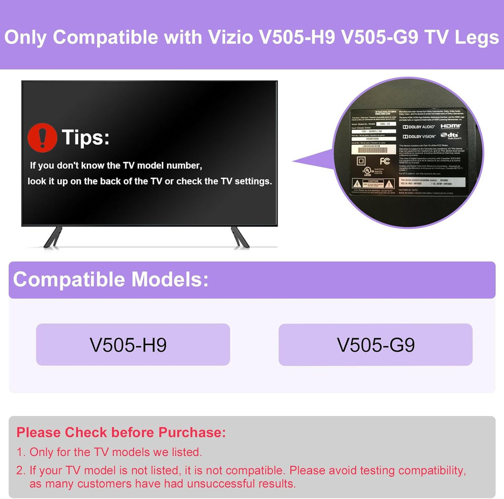 Yaotieci TV Stand Legs for Vizio V505-H9 V505-G9 Black