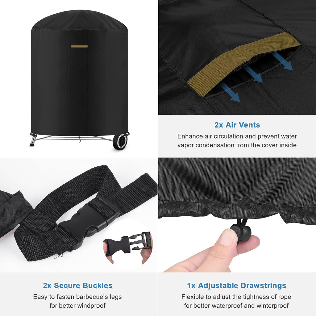 VANSHEIM Round Gas Grill Cover Weatherproof Waterproof UV Resistant