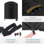 VANSHEIM Round Gas Grill Cover Weatherproof Waterproof UV Resistant