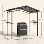 Outsunny BBQ Grill Gazebo 2.5 x 1.5m Black Metal Polycarbonate