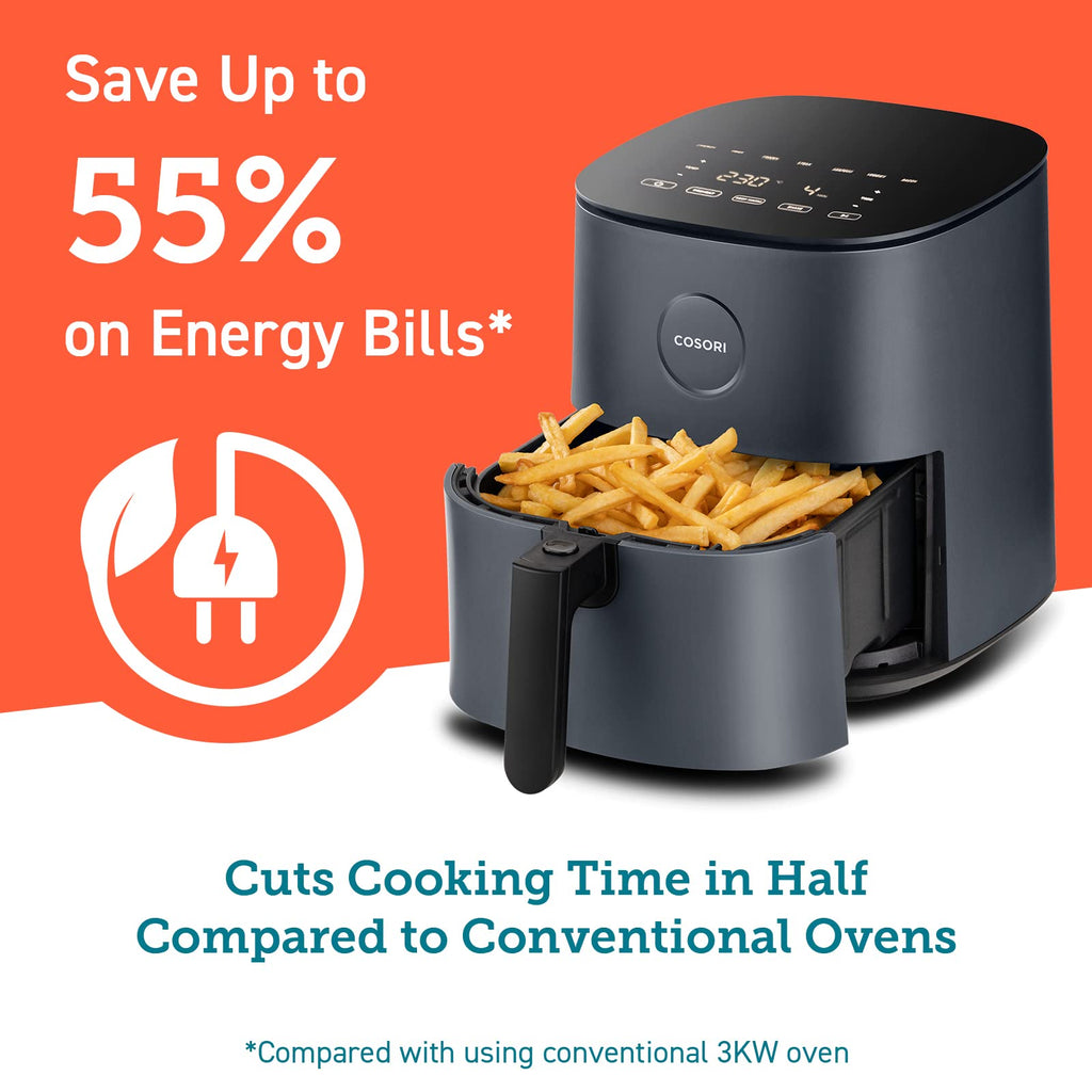 COSORI Air Fryer 4.7L, 9-in-1 Compact Air Fryers Oven, 130+ Recipes(Cookbook & Online), Max 230℃ Setting, Digital Tempered Glass Display, Quiet, 4 Portions, Non-Stick, Dishwasher Safe, 1500W
