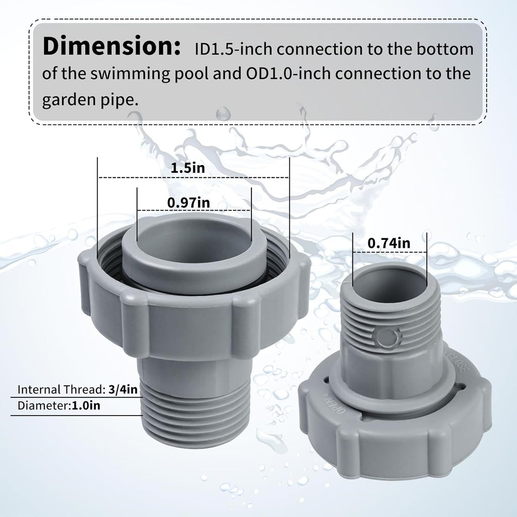 XJJ Swimming Pool Drain Fitting Brass 1.5in ID 1in OD
