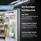 Haier Kühl Gefrierkombination 3D 60 SERIE 5 HTW5618DNMG I 1,85m, No Frost I Ergonomische Gefrierschubladen I Kühlschrank mit Gefrierfach freistehend, Fassungsvermögen 360L I Wi-Fi, smarte Kühlfächer