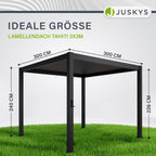 Juskys Lamellendach Tahiti 3x3 m - Stahl Pergola - Terrassenüberdachung stabil & wetterfest - Überdachung für Garten & Terrasse - Bausatz Anthrazit