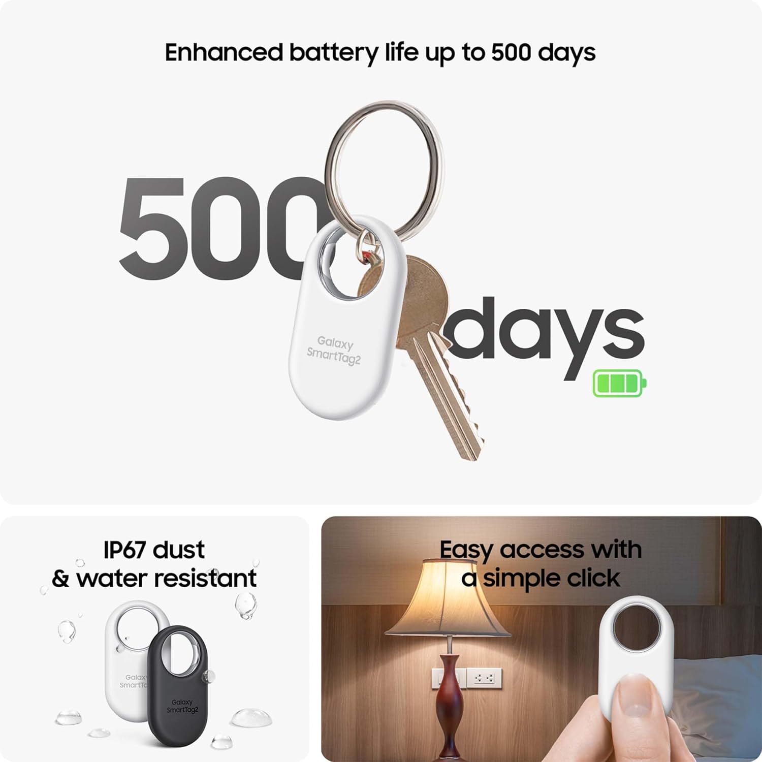 Samsung Galaxy SmartTag2 Bluetooth Tracker 4 Pack 2 Black 2 White