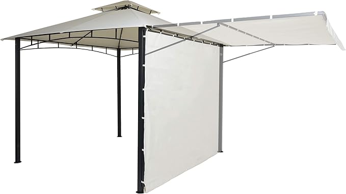 Mendler HWC-F94 Gazebo Movable Sidewall Steel 2.5m Cream Beige