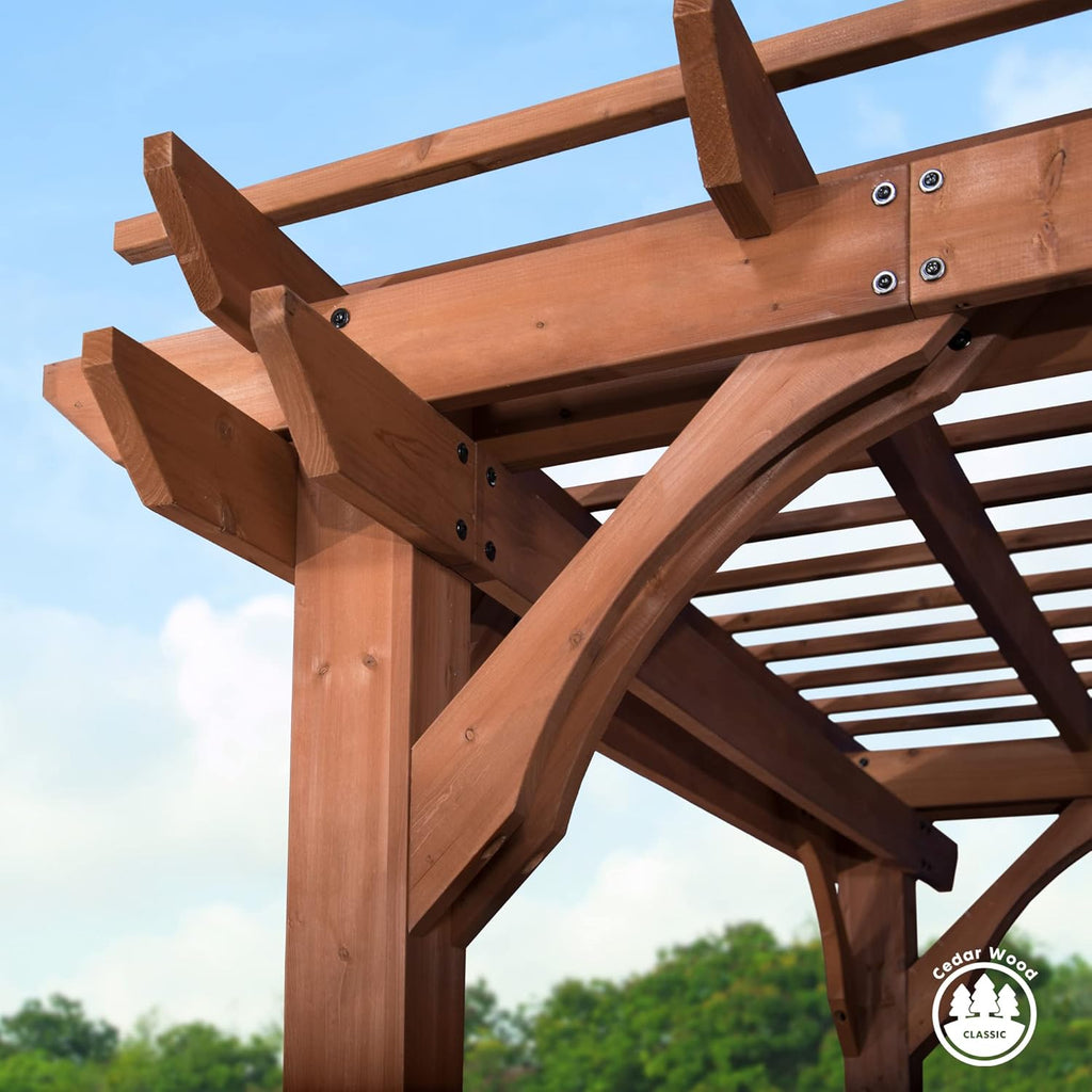Backyard Discovery Cedar Wooden Pergola 10 x 14 ft Freestanding