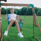 Backyard Discovery Lightning Ridge Cedar Wood Swing Set 10ft Wave Slide