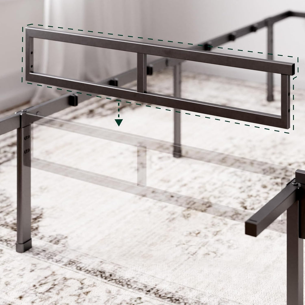 Zinus Justin Bed Frame with Under Bed Storage Metal Platform Black