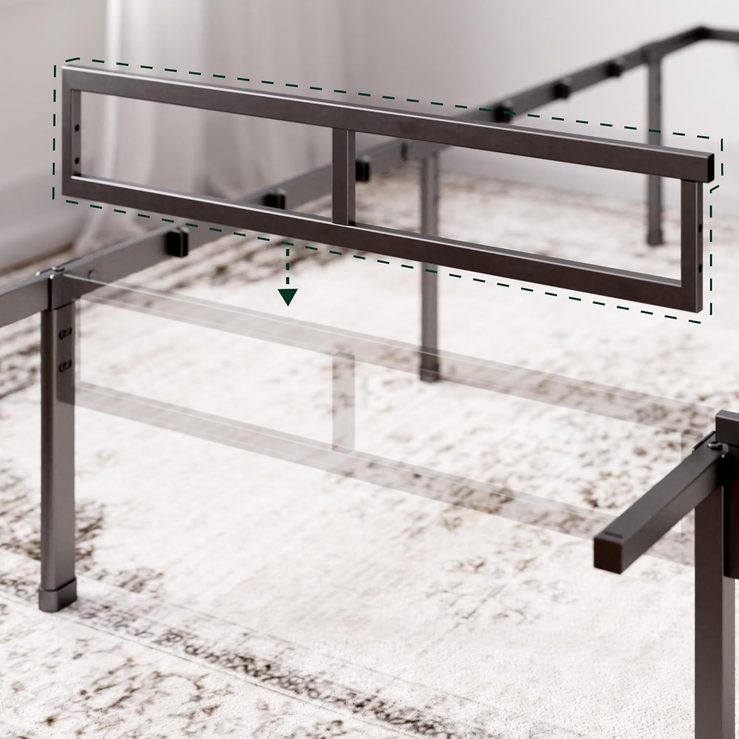Zinus Justin Bed Frame with Under Bed Storage Metal Platform Black