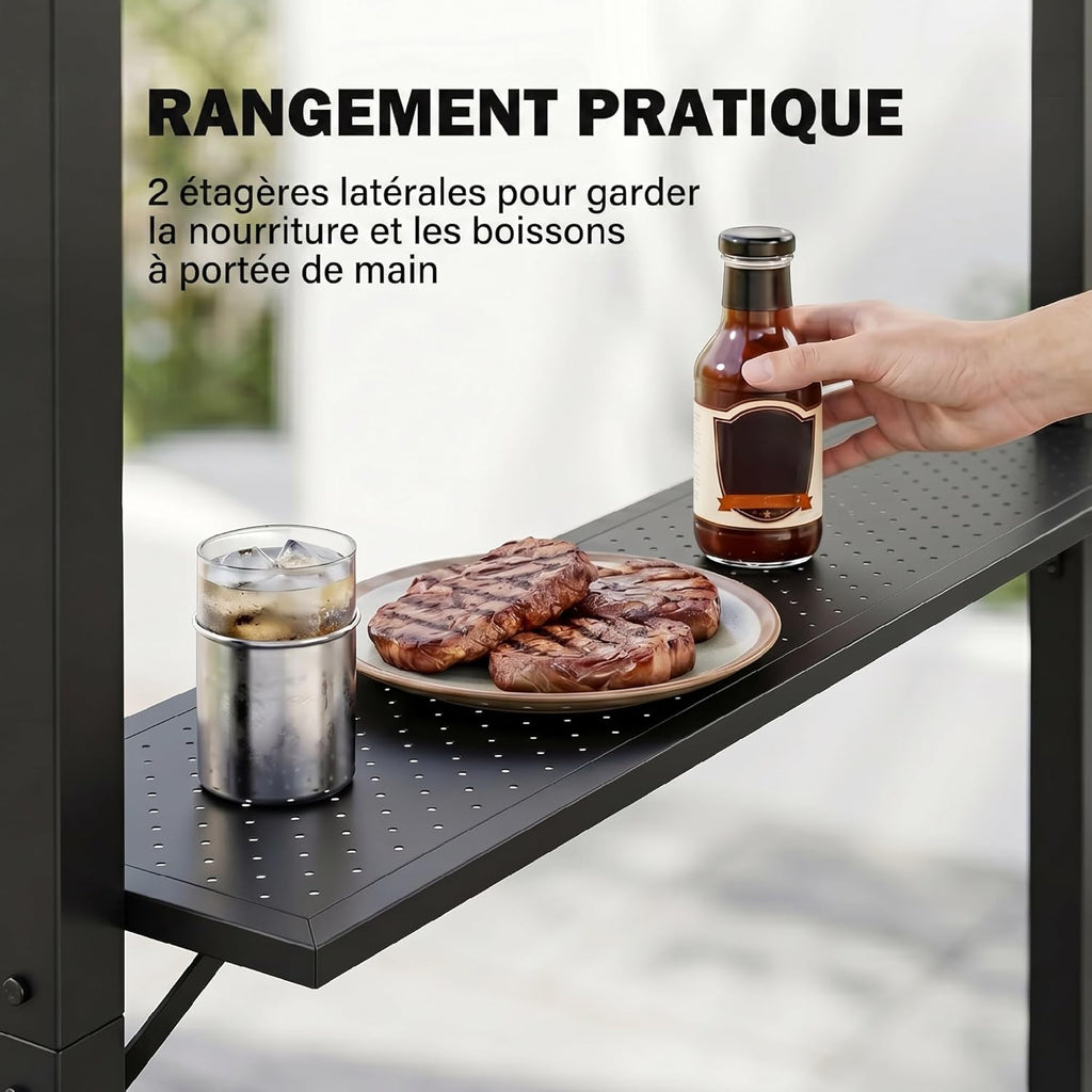 Outsunny BBQ Grill Gazebo 2.5 x 1.5m Black Metal Polycarbonate