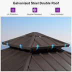 PURPLE LEAF Outdoor Hardtop Gazebo Double Roof Galvanized Steel with Curtains