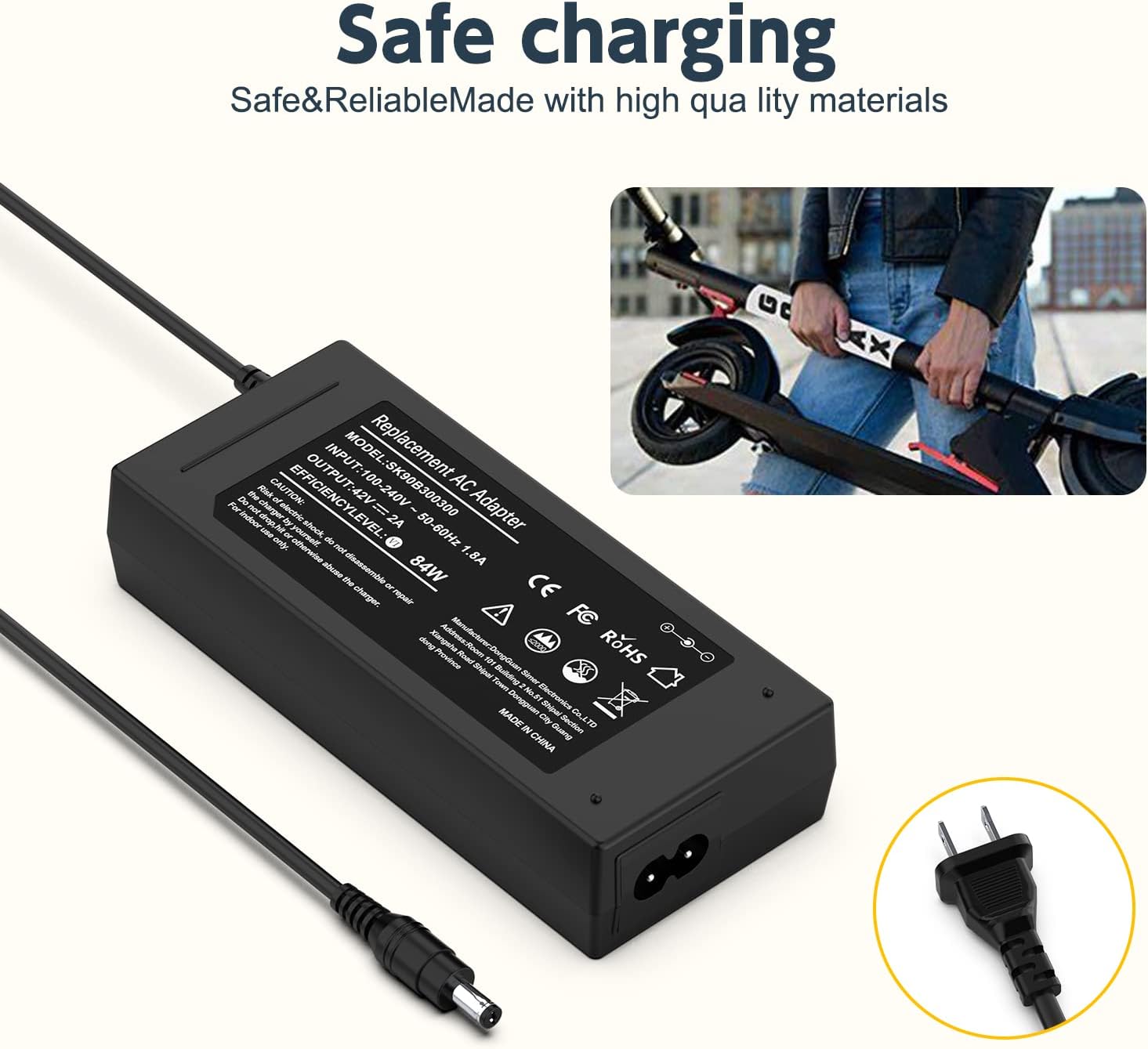 Galaxy Bang 42V 2A Charger for ANCHEER 250W/350W Bikes