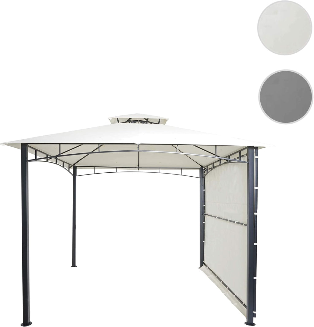 Mendler HWC-F94 Gazebo Movable Sidewall Steel 2.5m Cream Beige