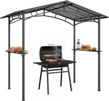 Outsunny BBQ Grill Gazebo 2.5 x 1.5m Black Metal Polycarbonate