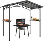 Outsunny BBQ Grill Gazebo 2.5 x 1.5m Black Metal Polycarbonate
