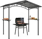 Outsunny BBQ Grill Gazebo 2.5 x 1.5m Black Metal Polycarbonate