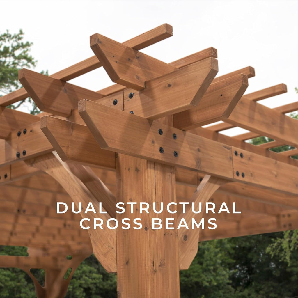 Backyard Discovery Beaumont 16x12 Ft Cedar Pergola Kit Bungee Cords