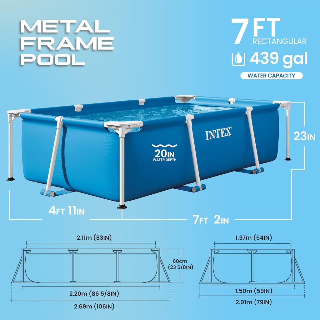 INTEX Rectangular Frame Above Ground Pool 439 Gallon Blue