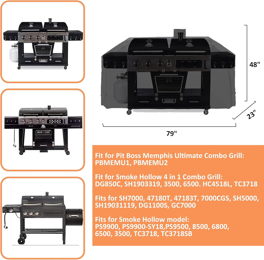 Blackhoso 79in Smoker Cover for Pit Boss Memphis Ultimate Combo Grill