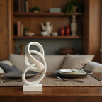 LAIKEARTS 10" Modern Abstract Ribbon Decorative Sculpture, Knot Sculptures,Home Decor,Coffee Table Statues,Dining Living Room Desk Decor（White）
