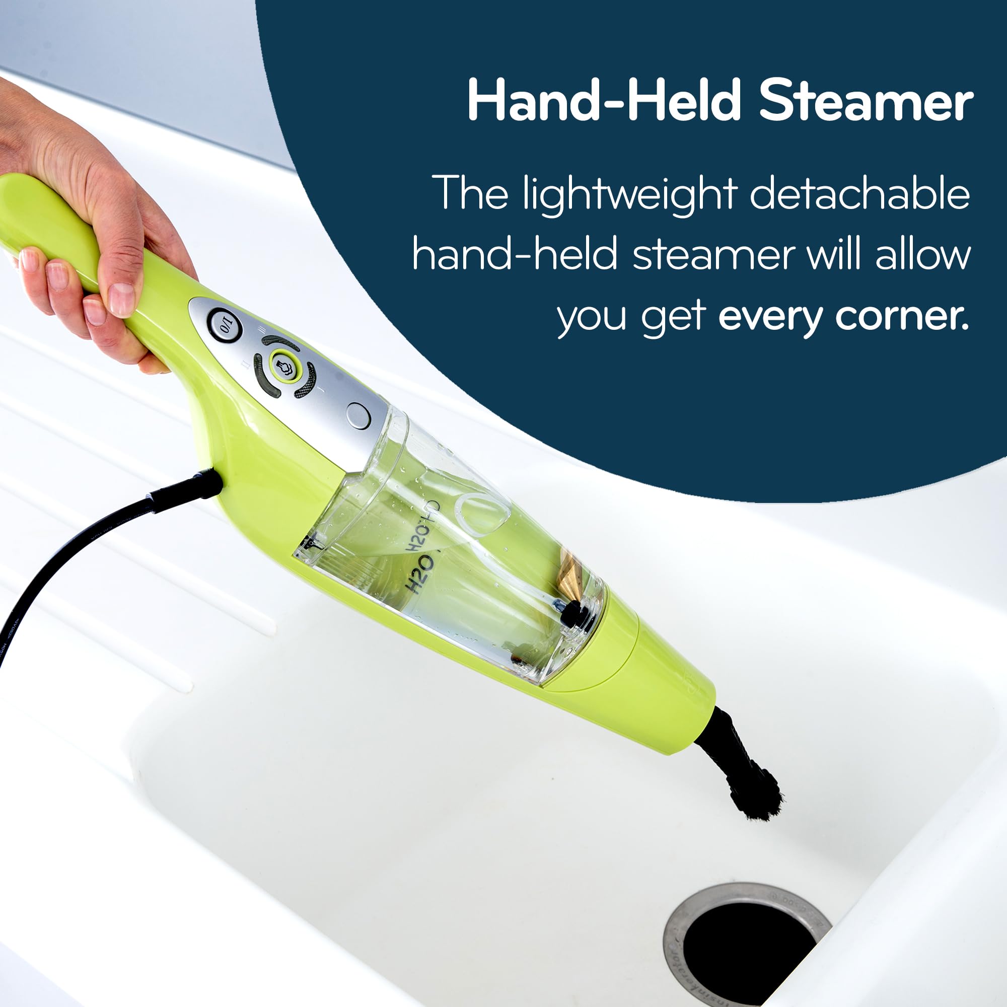 H2O HD 5-in-1 DUALBLAST Steam Mop and Handheld Steam Cleaner For Floor Cleaning, Hardwood Floors, Grout Cleaner, Upholstery Cleaner, Tiles and Carpets