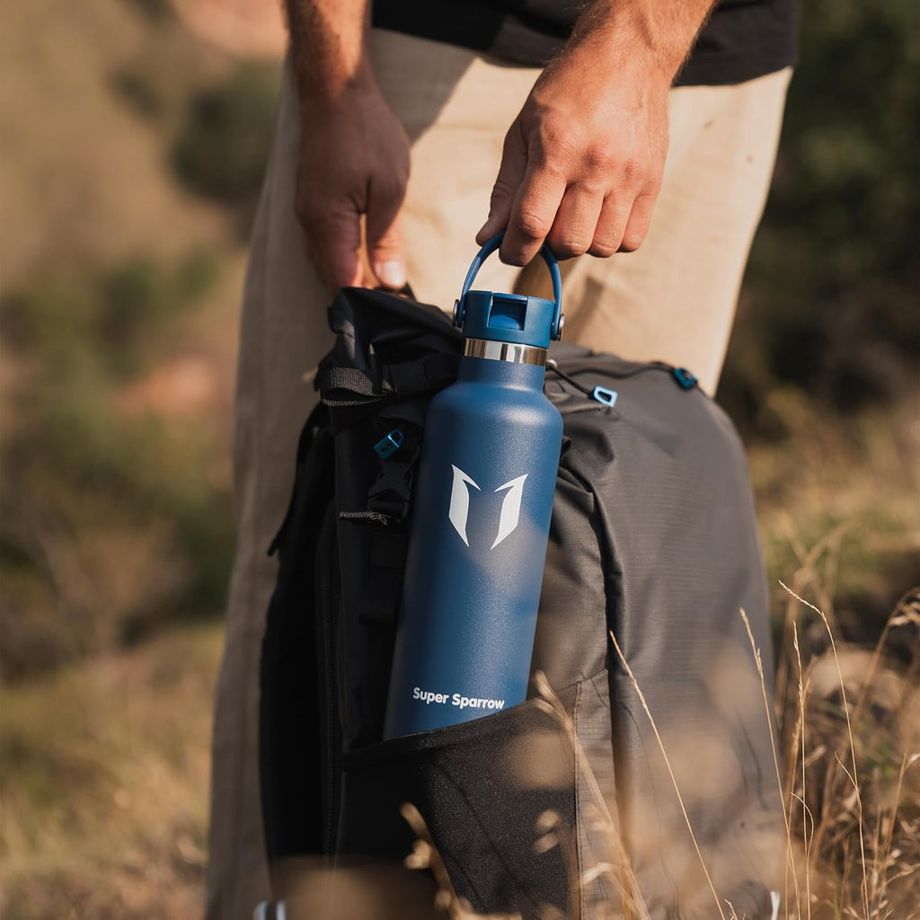 Super Sparrow FlipFlow Stainless Steel Water Bottle 500ml Grey