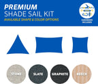 Coolaroo Premium Shade Sail Kit 95% UV Block Commercial-Grade Outdoor Sun Shade