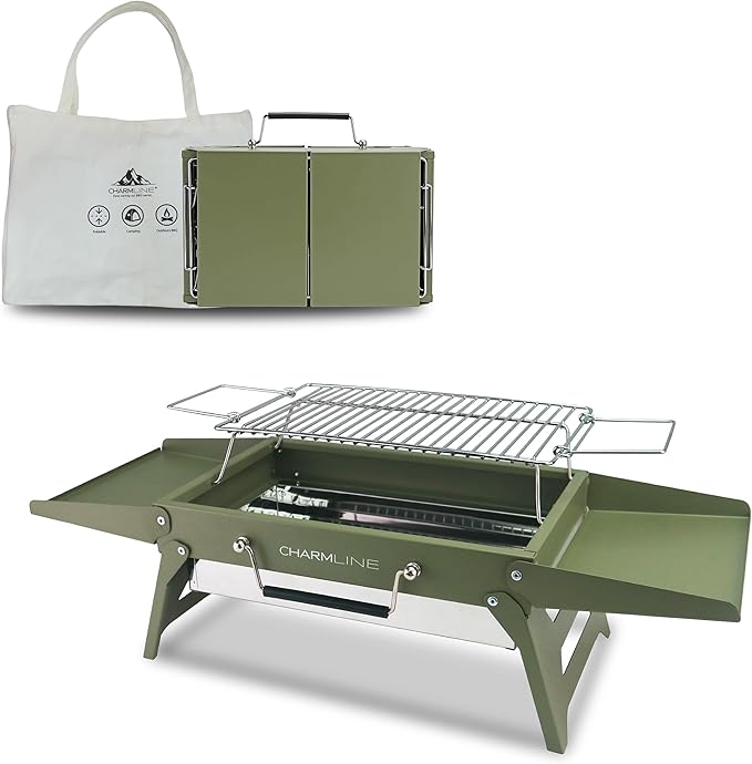 Charmline Foldable Portable Charcoal Grill 34x23cm Green