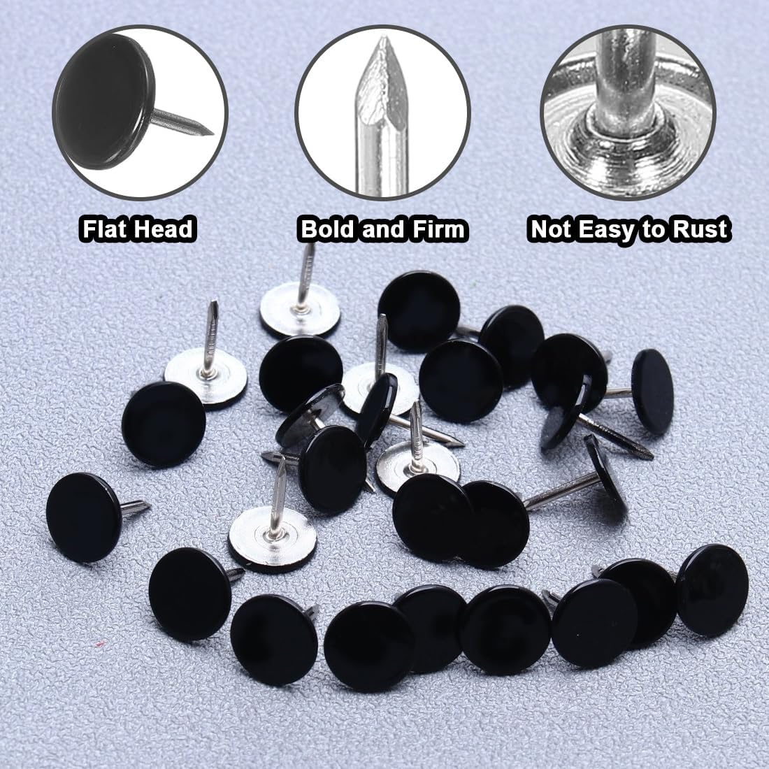 WeddHuis 50 Count Decorative Furniture Nails 11mm x 13mm Black