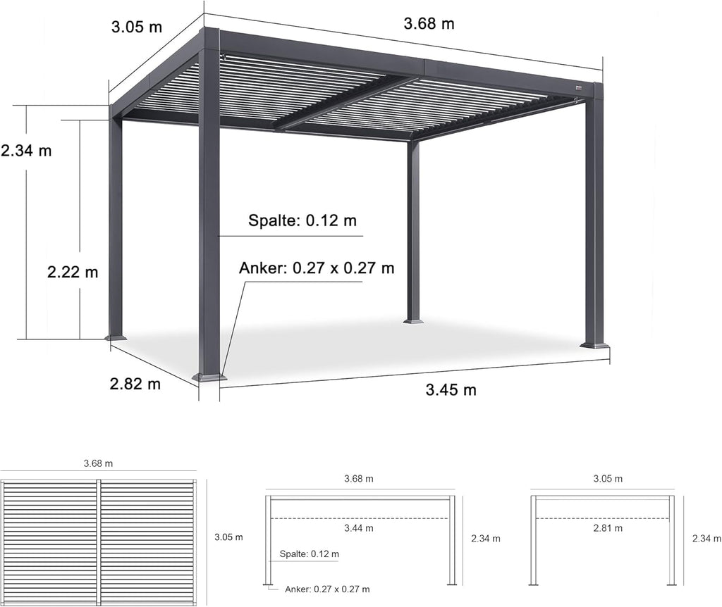 PURPLE LEAF Adjustable Louvered Roof Pergola