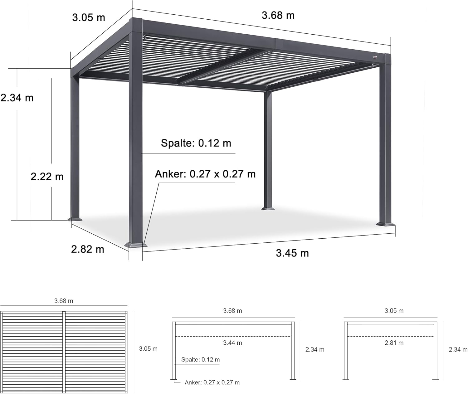 PURPLE LEAF Adjustable Louvered Roof Pergola