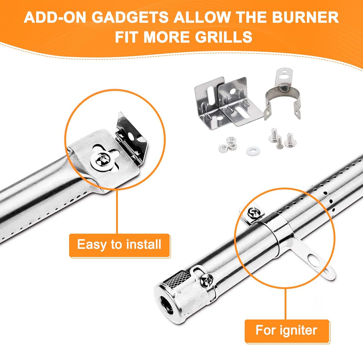 GFTIME Universal Stainless Steel BBQ Burner & Heat Plate Kit 4-Piece