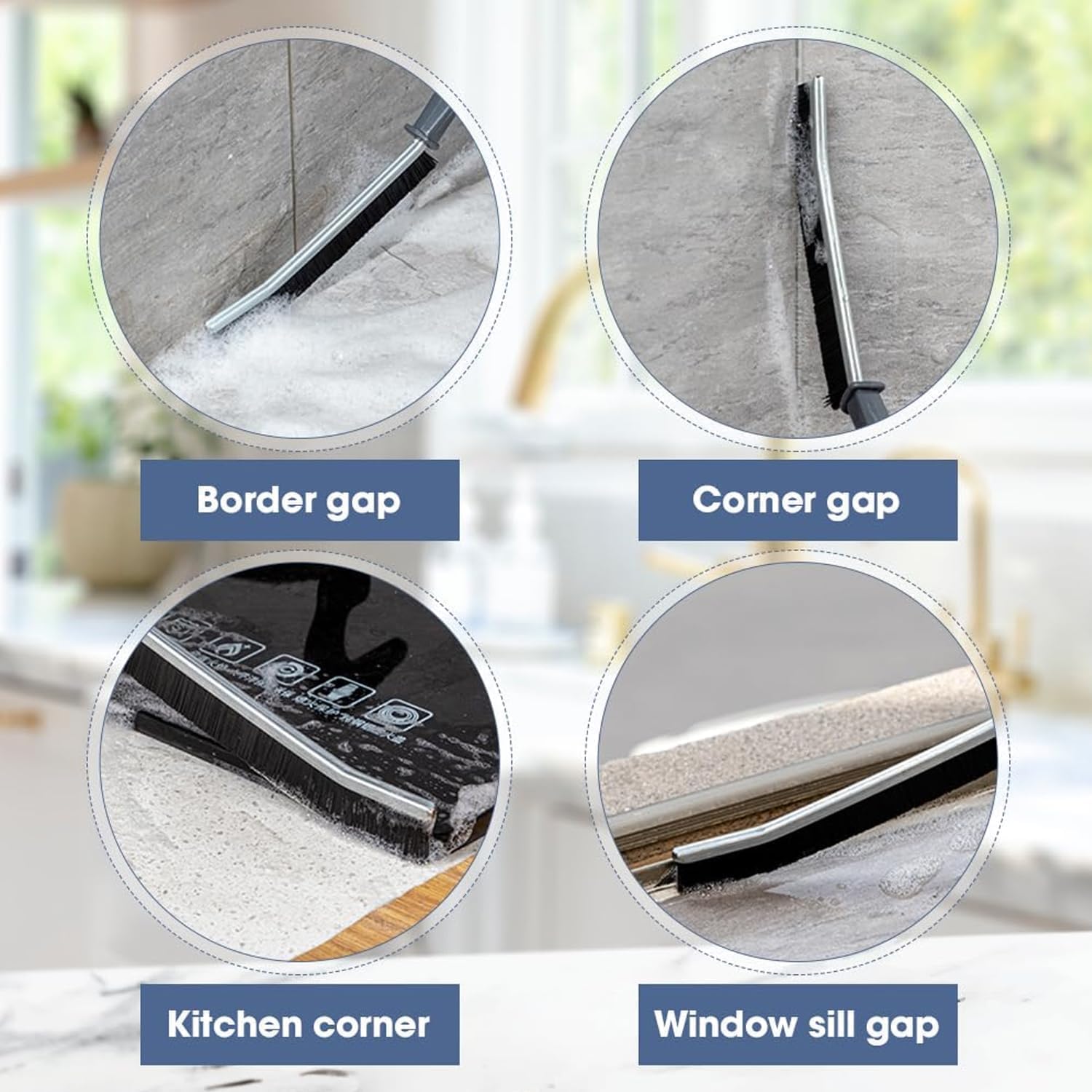 HOPAISH 5-Pack Grout Cleaning Brush Stiff Bristles Black