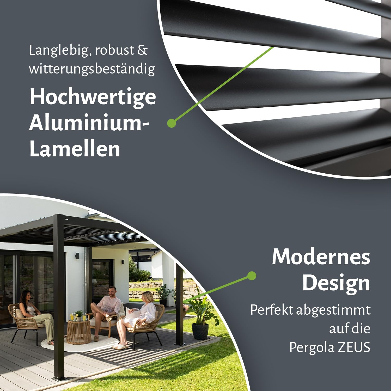 empasa Bewegliche Lamellenseitenwand für Pergola Zeus aus Aluminium Sichtschutz Paneel Windschutz Sonnenschutz, Terrasse, anthrazit, in Zwei Größen