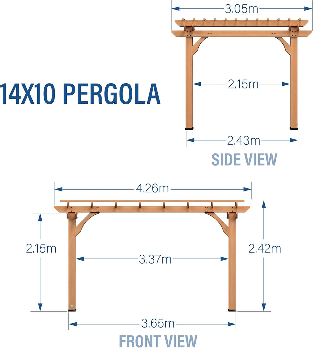 Backyard Discovery Cedar Wooden Pergola 10 x 14 ft Freestanding
