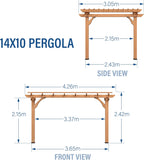 Backyard Discovery Cedar Wooden Pergola 10 x 14 ft Freestanding