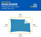 Coolaroo DualShade Shade Sail 95% UV Two-Tone 12x8 ft Santorini