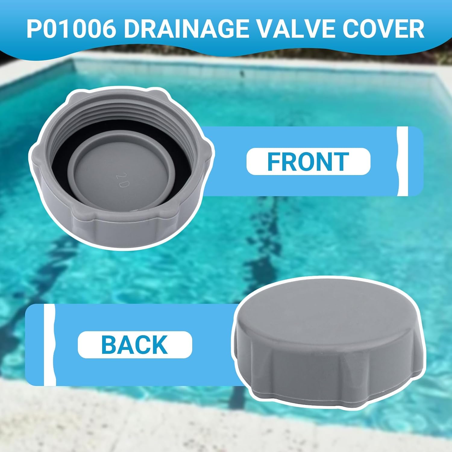 GJK P01006 Replacement Drain Valve Cap for Coleman Above Ground Pool Grey
