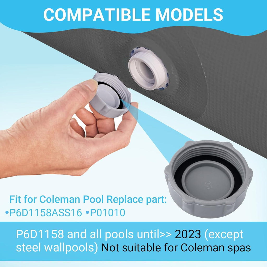 GJK P01006 Replacement Drain Valve Cap for Coleman Above Ground Pool Grey