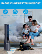 Midea MFP-120i Bladeless Tower Fan with H13 HEPA Air Purifier 105.6cm Blue