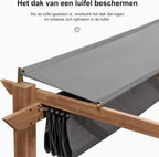 PURPLE LEAF 3x4m Aluminum Pergola Sliding Roof Sun Shade Wood Grain Gray