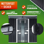 GARDEBRUK® L Metall Gerätehaus 2m² mit Fundament 200x125x180cm 2 Fenster Anthrazit Geräteschuppen Gartenhaus 4m³