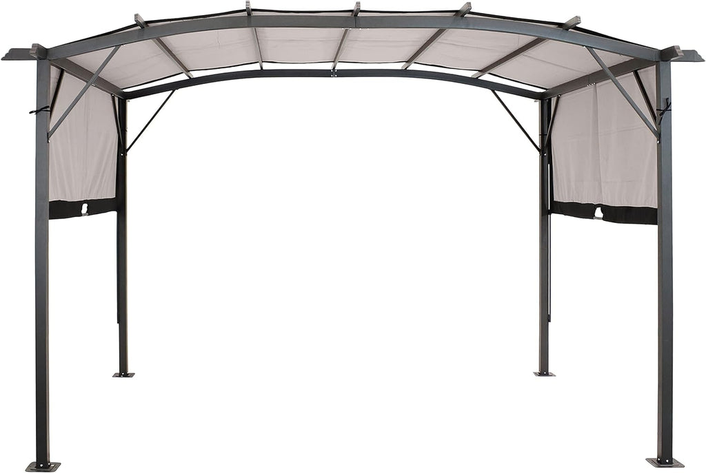 Sunnydaze Decor 9 X 12 FT Outdoor Arched Pergola With Retractable Canopy Gray