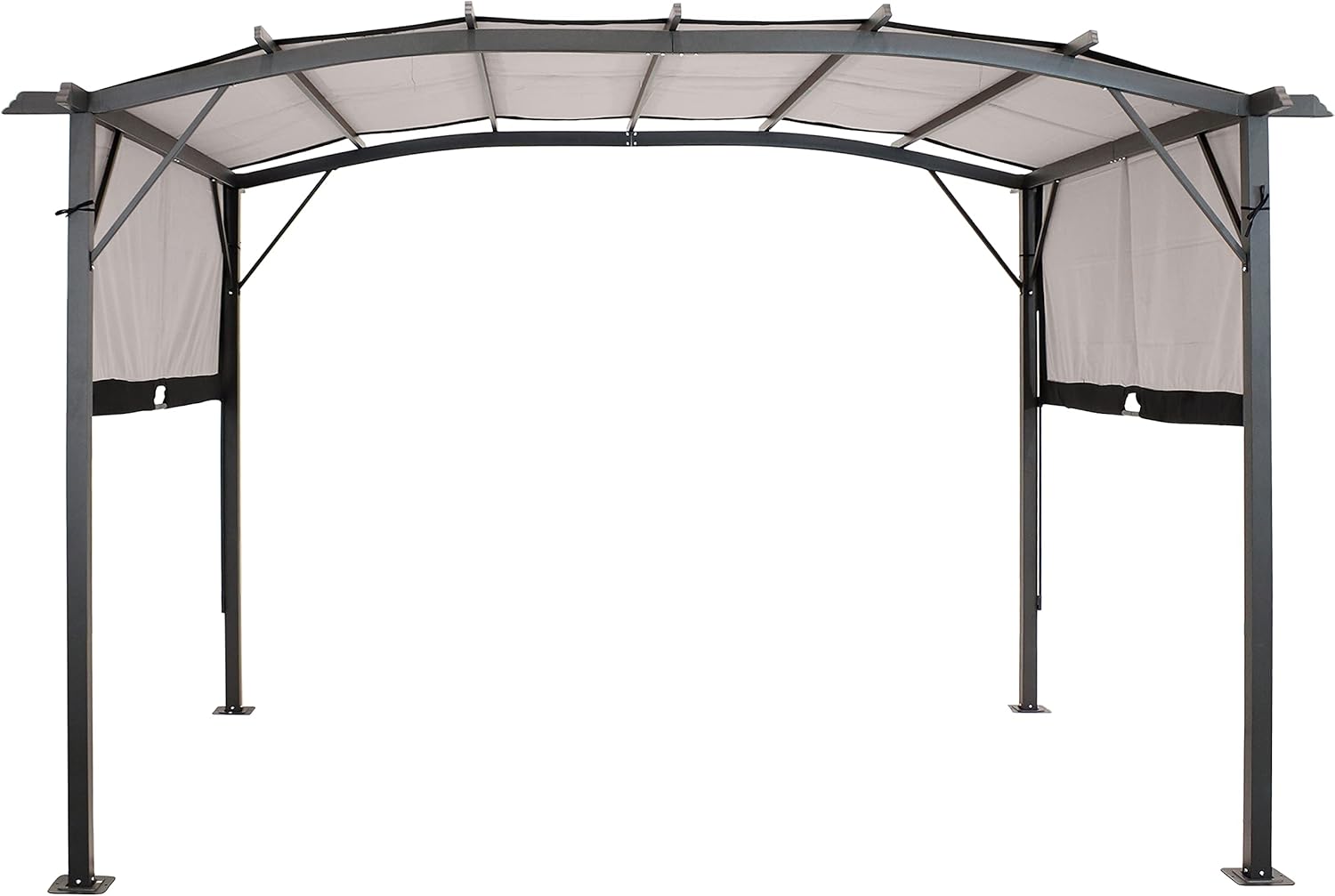 Sunnydaze Decor 9 X 12 FT Outdoor Arched Pergola With Retractable Canopy Gray