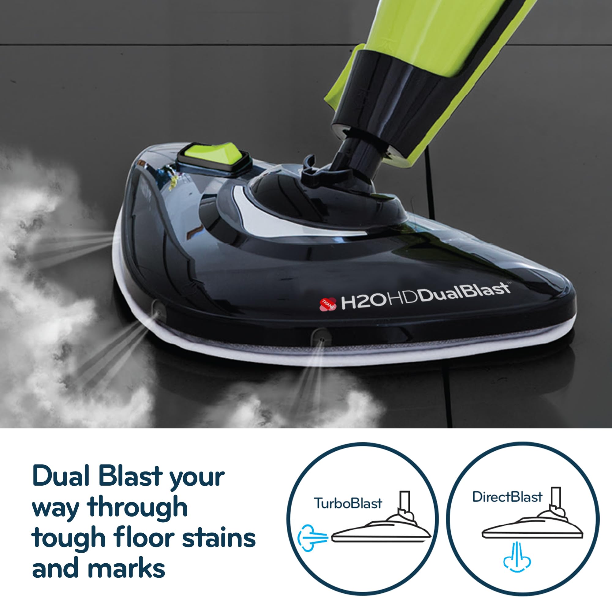H2O HD 5-in-1 DUALBLAST Steam Mop and Handheld Steam Cleaner For Floor Cleaning, Hardwood Floors, Grout Cleaner, Upholstery Cleaner, Tiles and Carpets